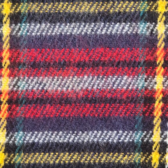Wool Tartan Plaid Scarf Blue Red - Picture 6 of 9